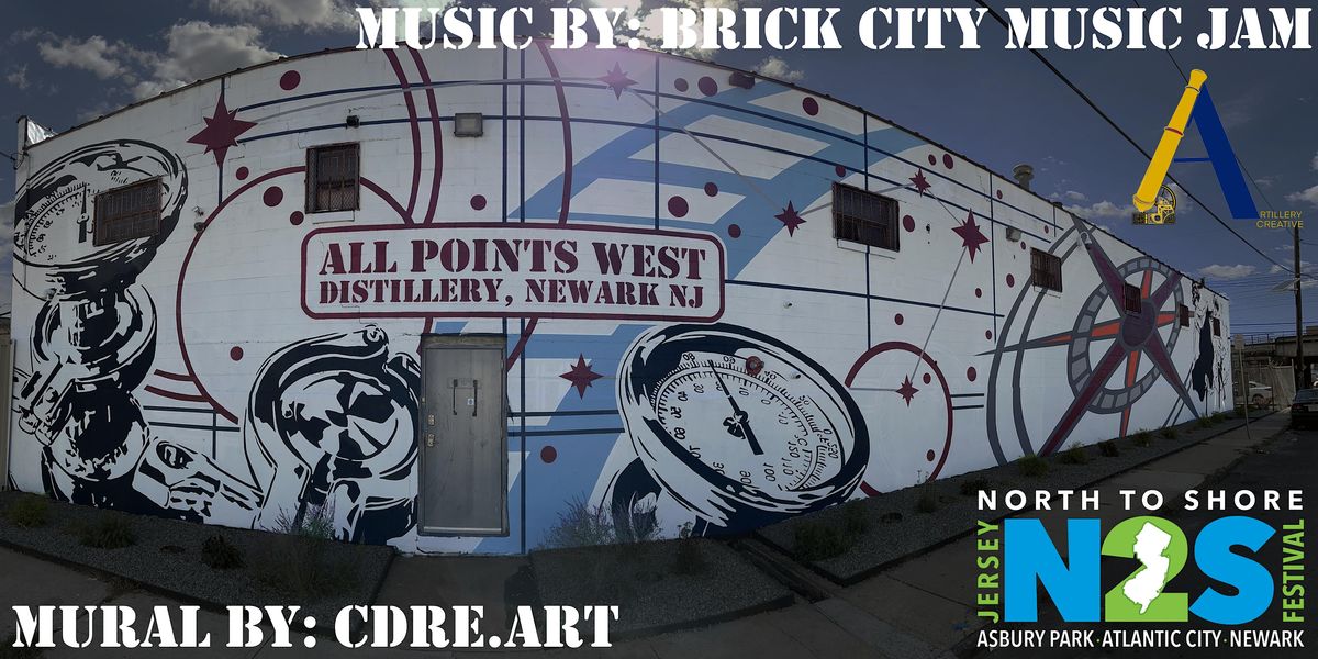 All Points West Distillery, late night w\/Brick City Music Jam, CDRE Mural