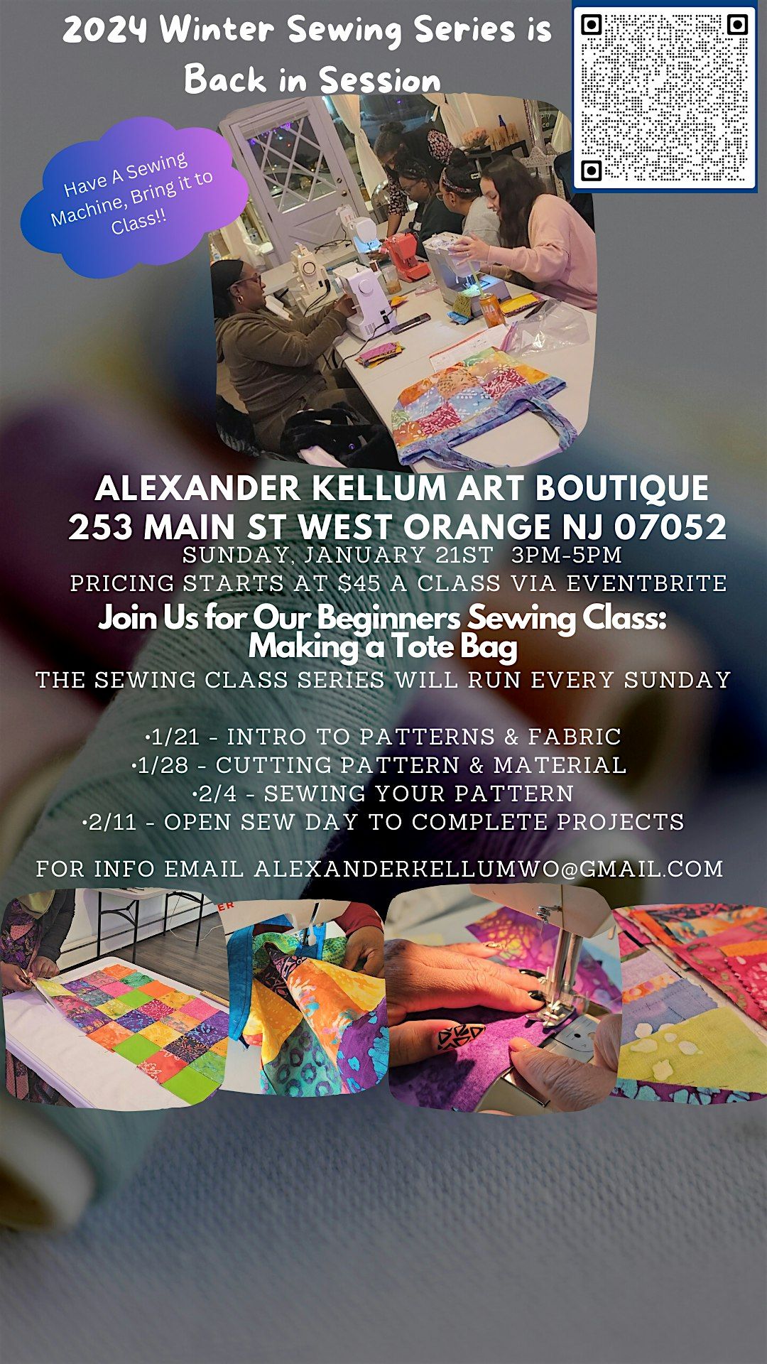 2024 Fall Sewing Class Series @ Alexander Kellum Art Boutique