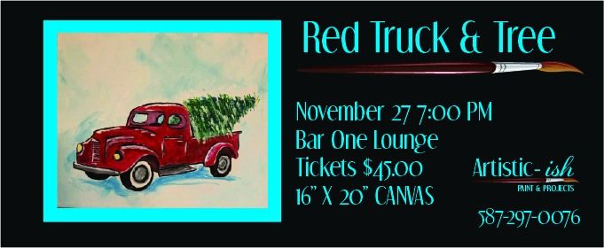 Traditional Red Truck and Tree 