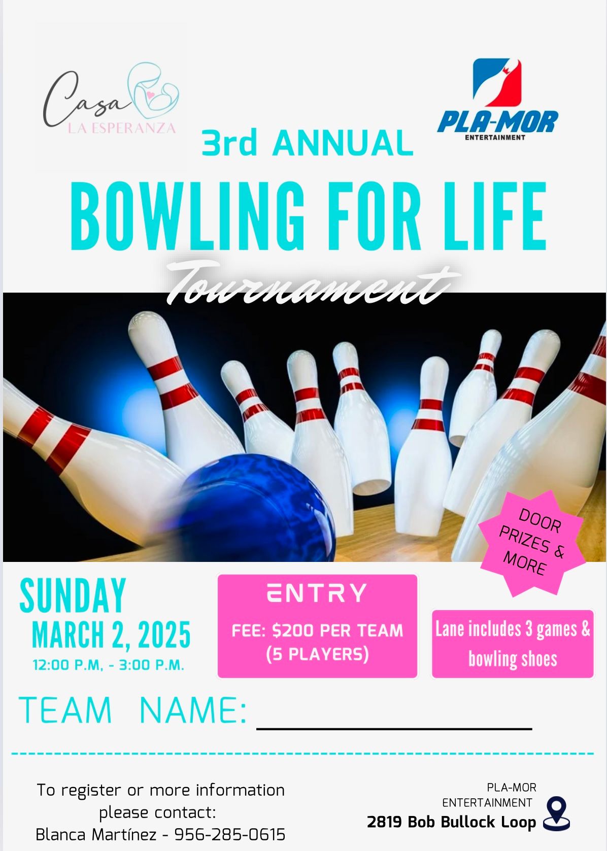 3rd Annual Bowling For Life Tournament