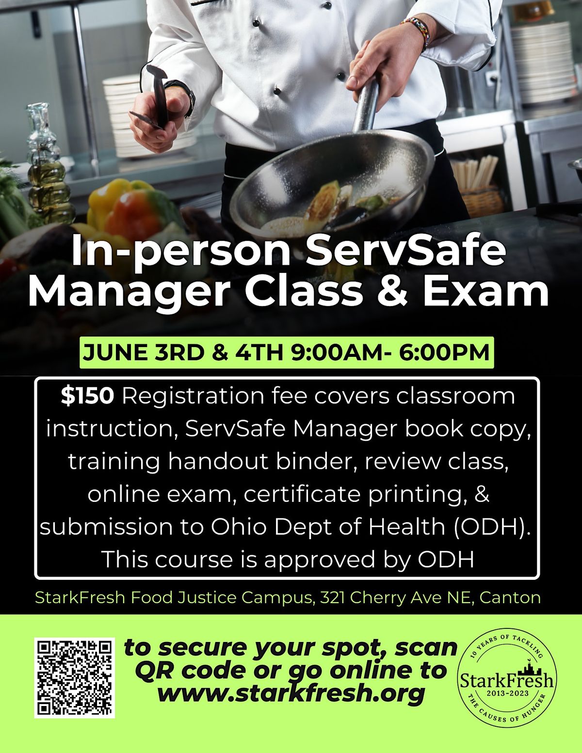 In-person ServSafe Manager-level Class & Exam
