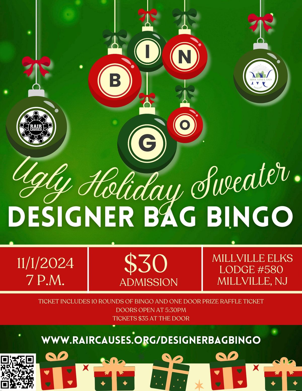 Ugly Holiday Sweater Designer Bag Bingo