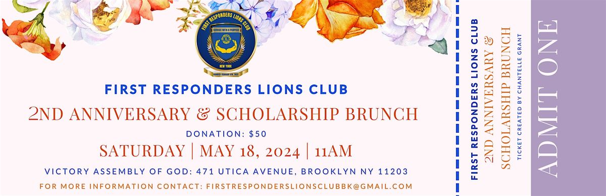 First Responders Lions Club 2nd Anniversary & Scholarship Brunch
