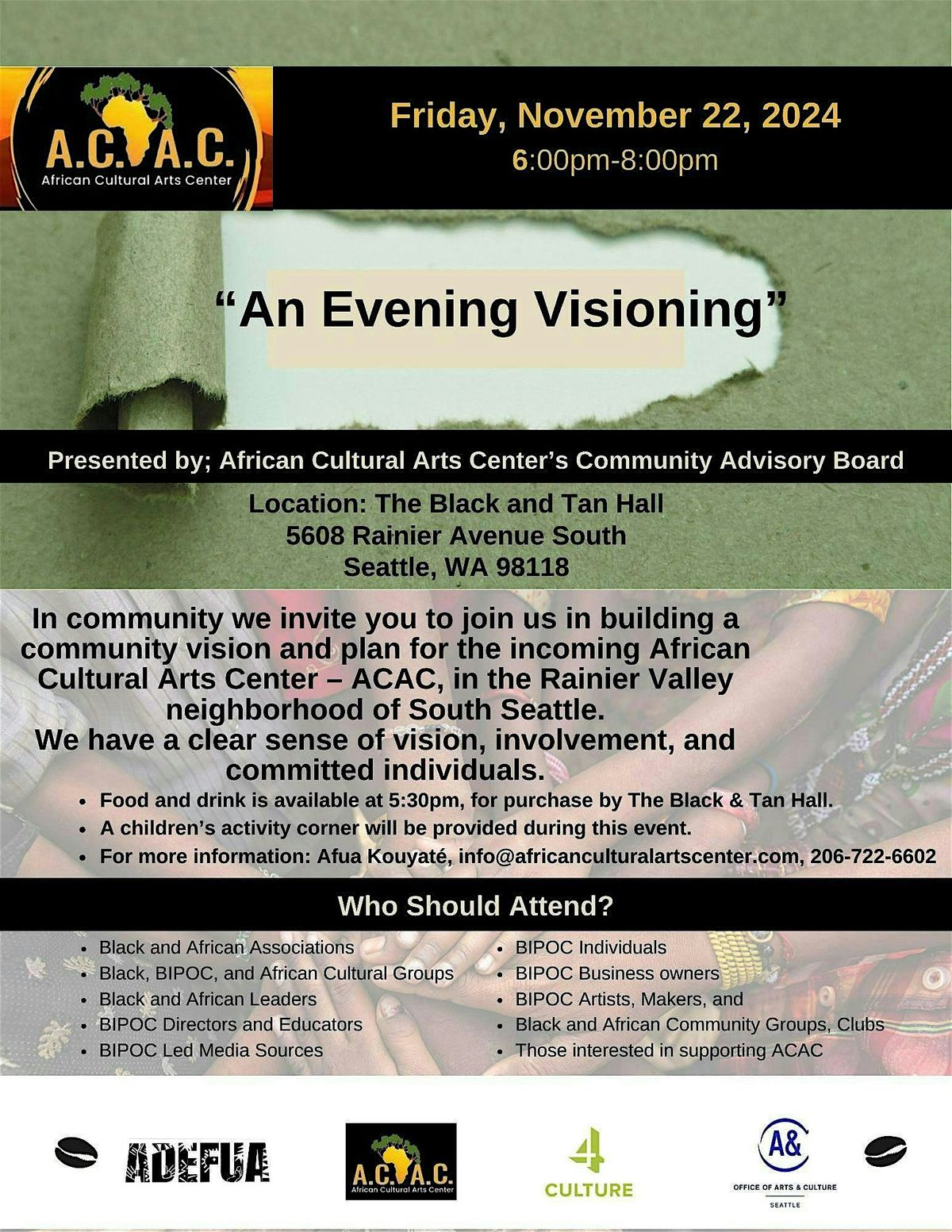 "An Evening Visioning" For African Cultural Arts Center-ACAC