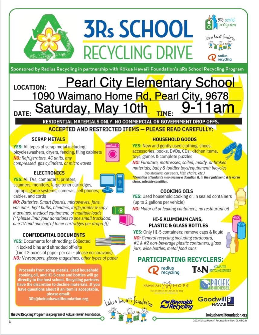 3Rs School Recycling Drive - Pearl City Elementary School