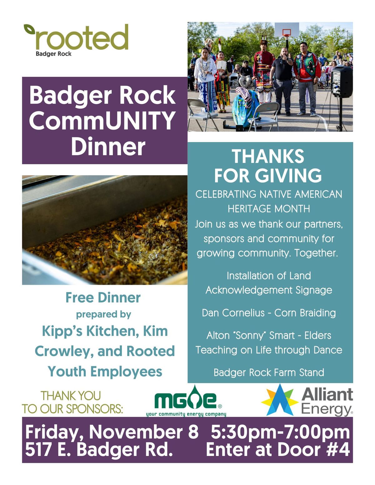 Badger Rock Thanks for Giving CommUNITY Dinner