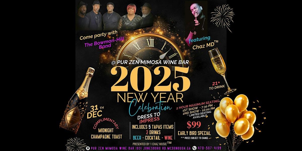 NYE ATLANTA 2025@PUR ZEN MIMOSA WINE BAR WITH LIVE BAND & FEATURED ARTIST!!