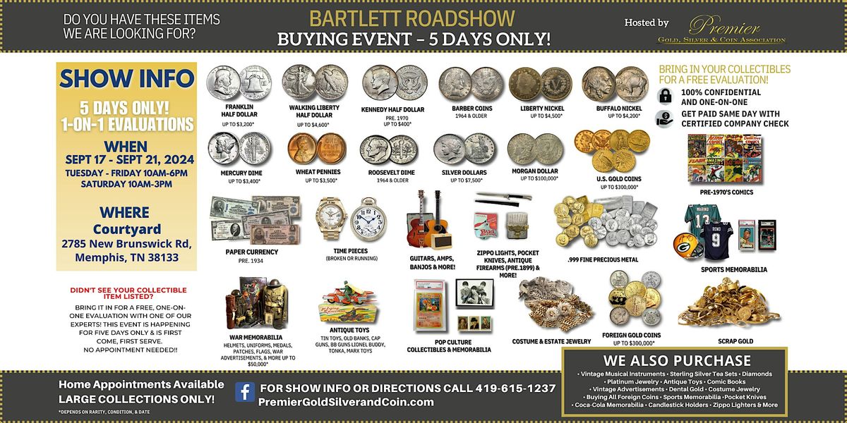 Bartlett, TN ROADSHOW: Free 5-Day Only Buying Event!