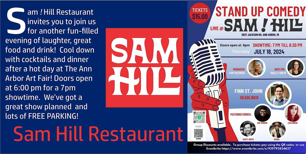 Comedy Night at Sam Hill Restaurant - Ann Arbor - 07\/18\/2024