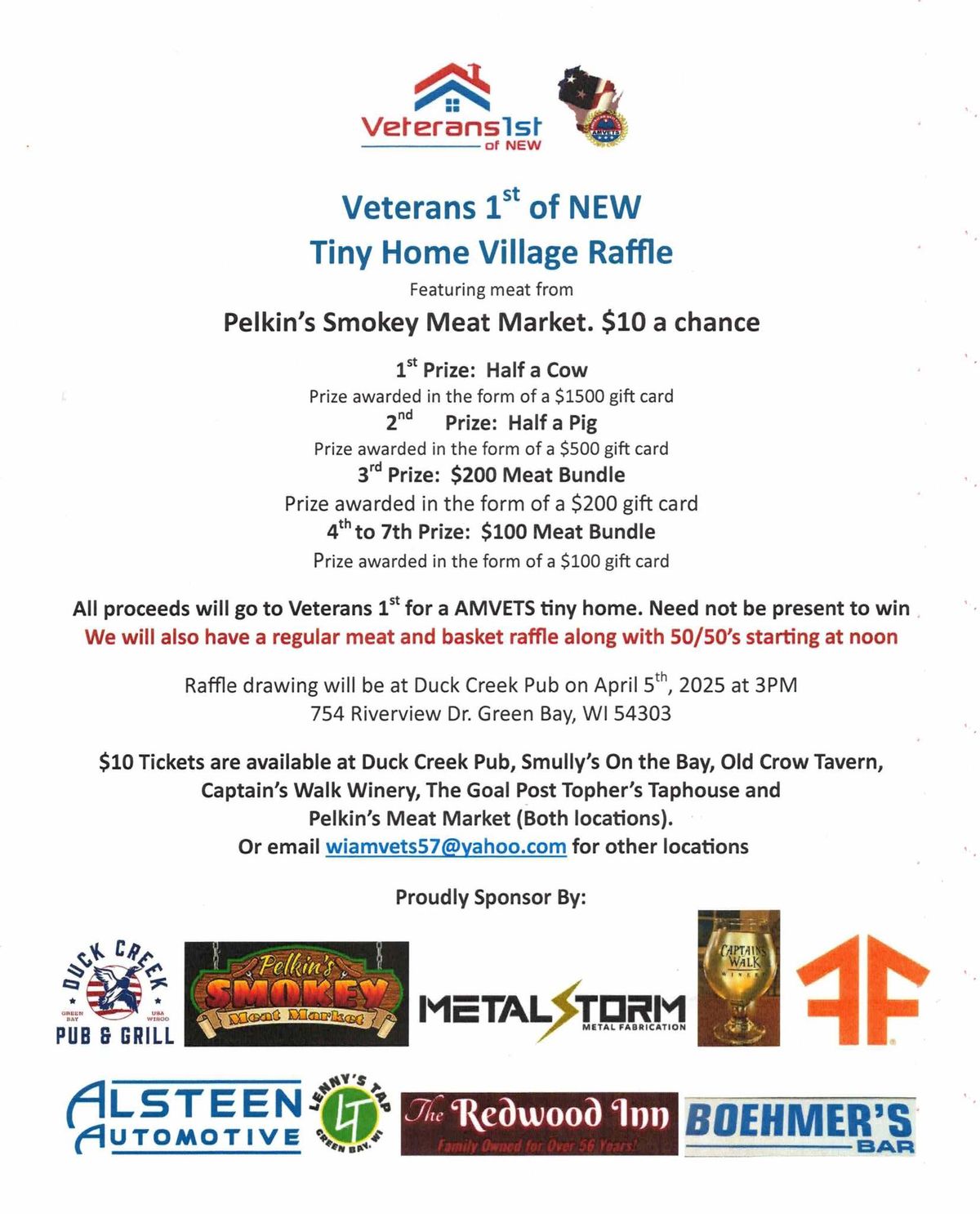 Raffle for Veterans 1st of Northeast Wisconsin tiny homes Green Bay