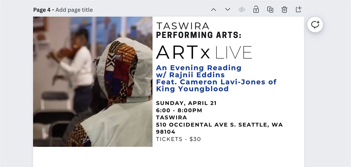 ART x LIVE: An Evening Reading w\/ Rajnii Eddins Feat. Cameron Lavi-Jones