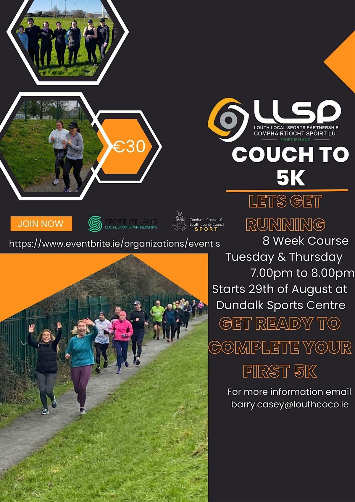 Couch to 5K Dundalk - 8 Weeks -Tues and Thurs  16th April '24 7-8pm