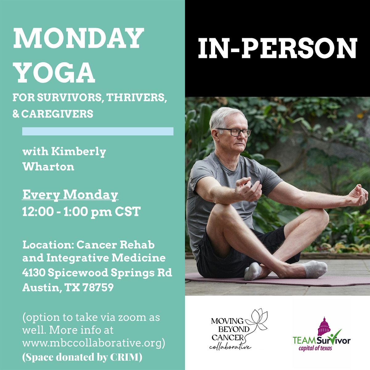 IN-PERSON Monday Yoga for Survivors, Thrivers, and Caregivers