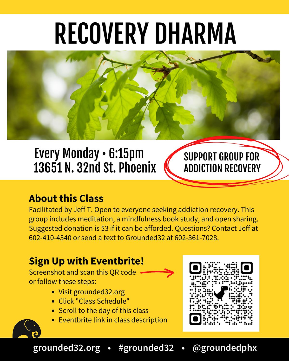 Dharma Recovery Addiction Support (begins at 6:15pm)
