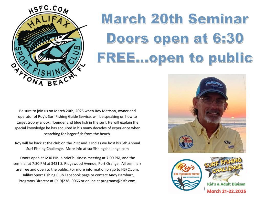 March meeting and general seminar with Roy Mattson