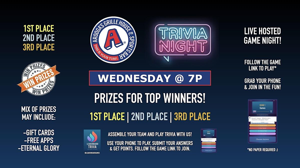 Trivia Game Night | Arooga's - Winter Park FL - WED 7p
