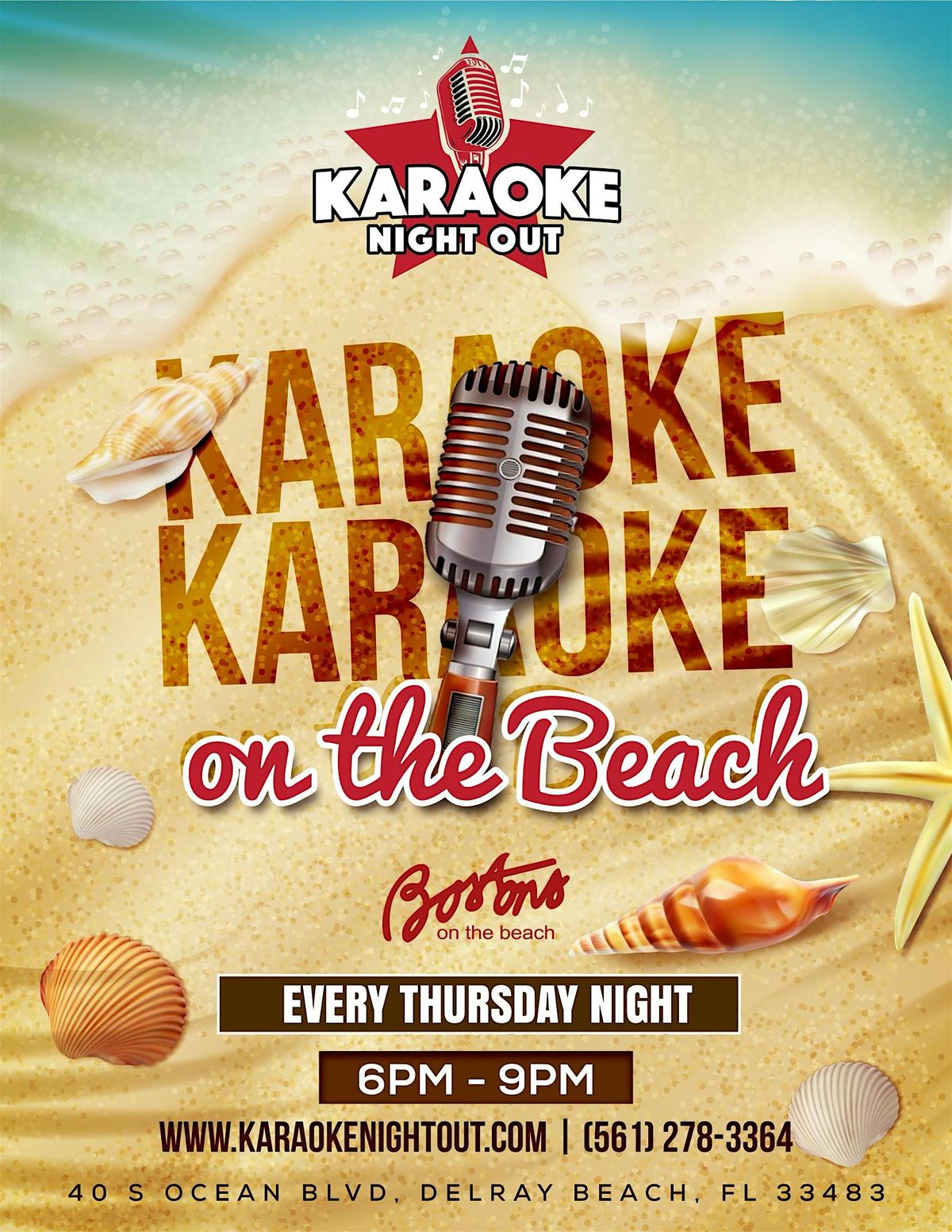 THURSDAYS! Karaoke On the Beach at Bostons On the Beach 6pm - 9pm