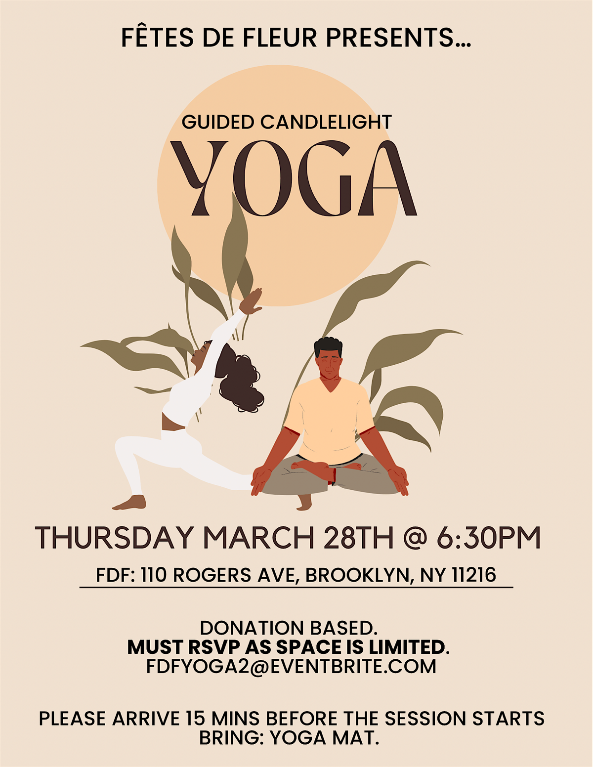 Guided Candlelight Yoga at F\u00eates de Fleur