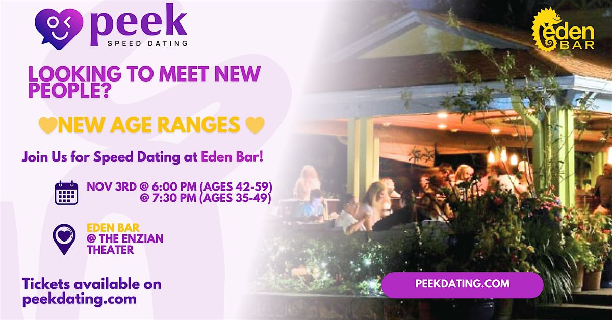 Orlando Speed Dating   (2 Age Groups 35 +)  - Eden Bar @ Enzian Theater