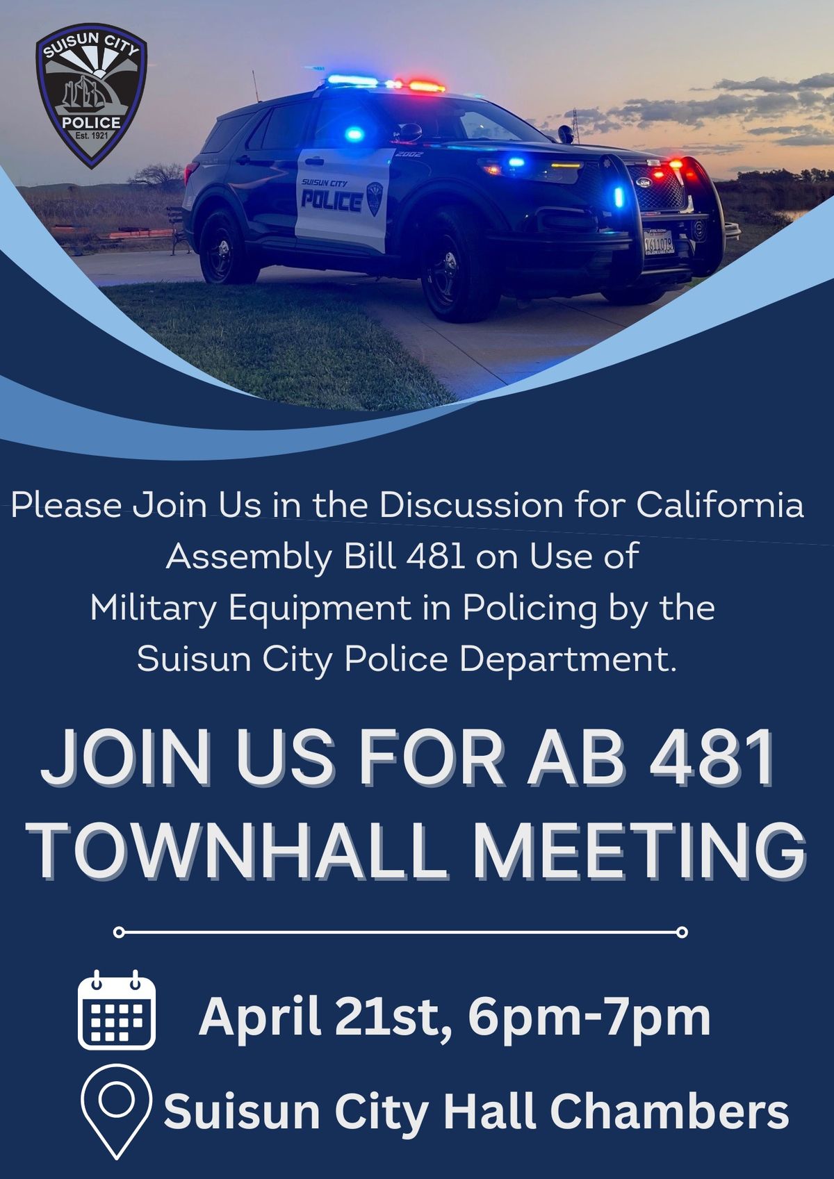 AB 481 Forum at Suisun City Hall Chambers