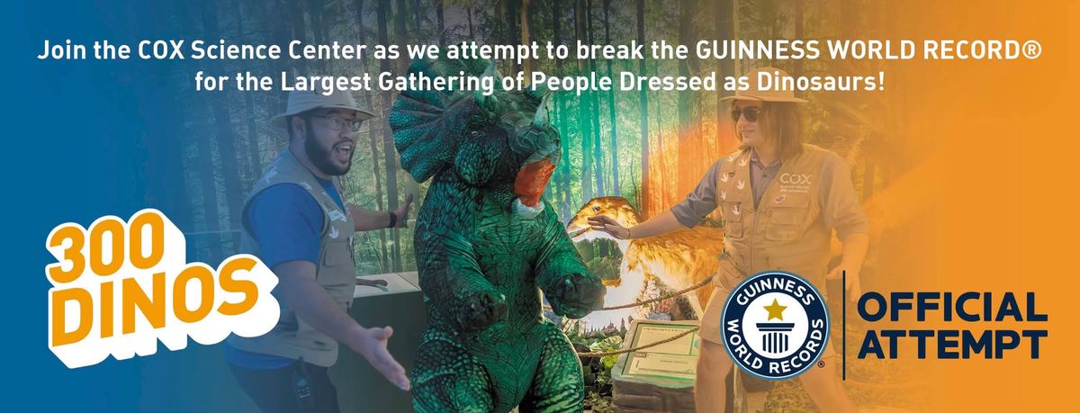 GUINNESS WORLD RECORD\u2122 for the Largest Gathering of People Dressed as Dinosaurs