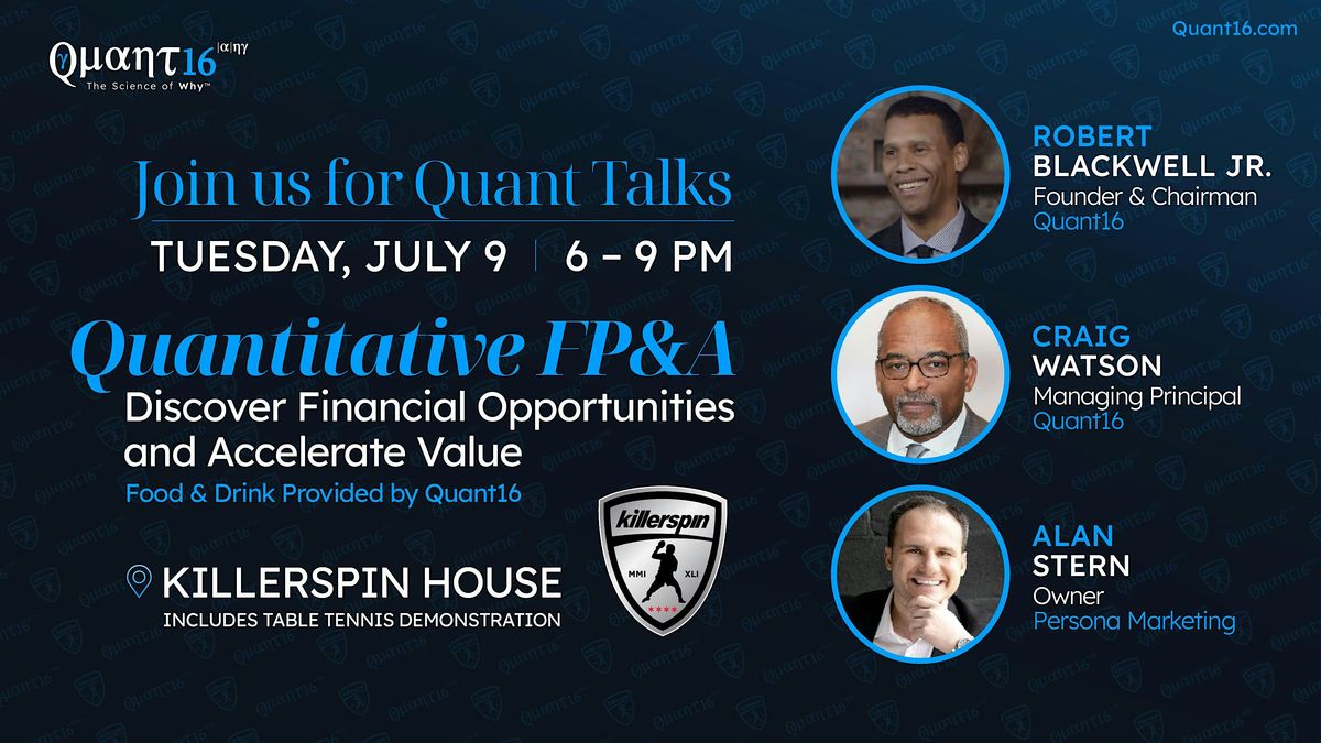 Quant16 Business Networking Event at Killerspin House:  Tuesday July 9th
