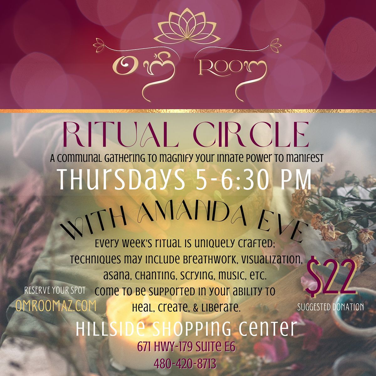 Ritual Circle with Amanda Eve, OM Room AZ, Sedona, 17 November 2022