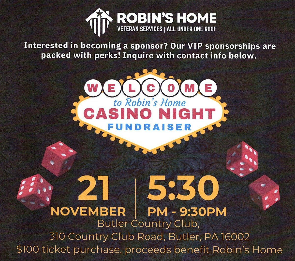 Robin's Home Casino Night Fundraiser