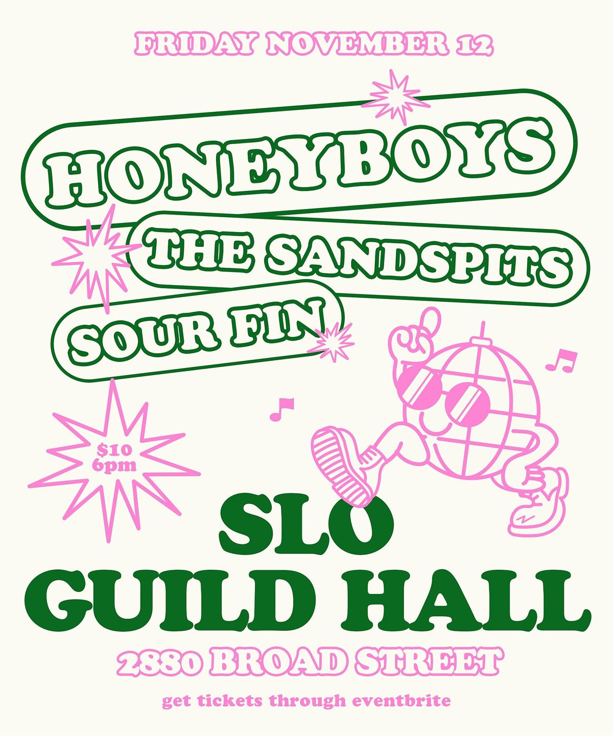 Honeyboys, The Sandspits, and Sour Fin \u2014 LIVE at SLO Guild Hall