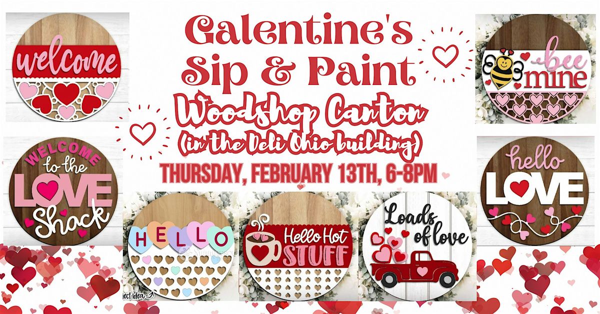 Valentine's Sip & Paint Class at Woodshop Canton