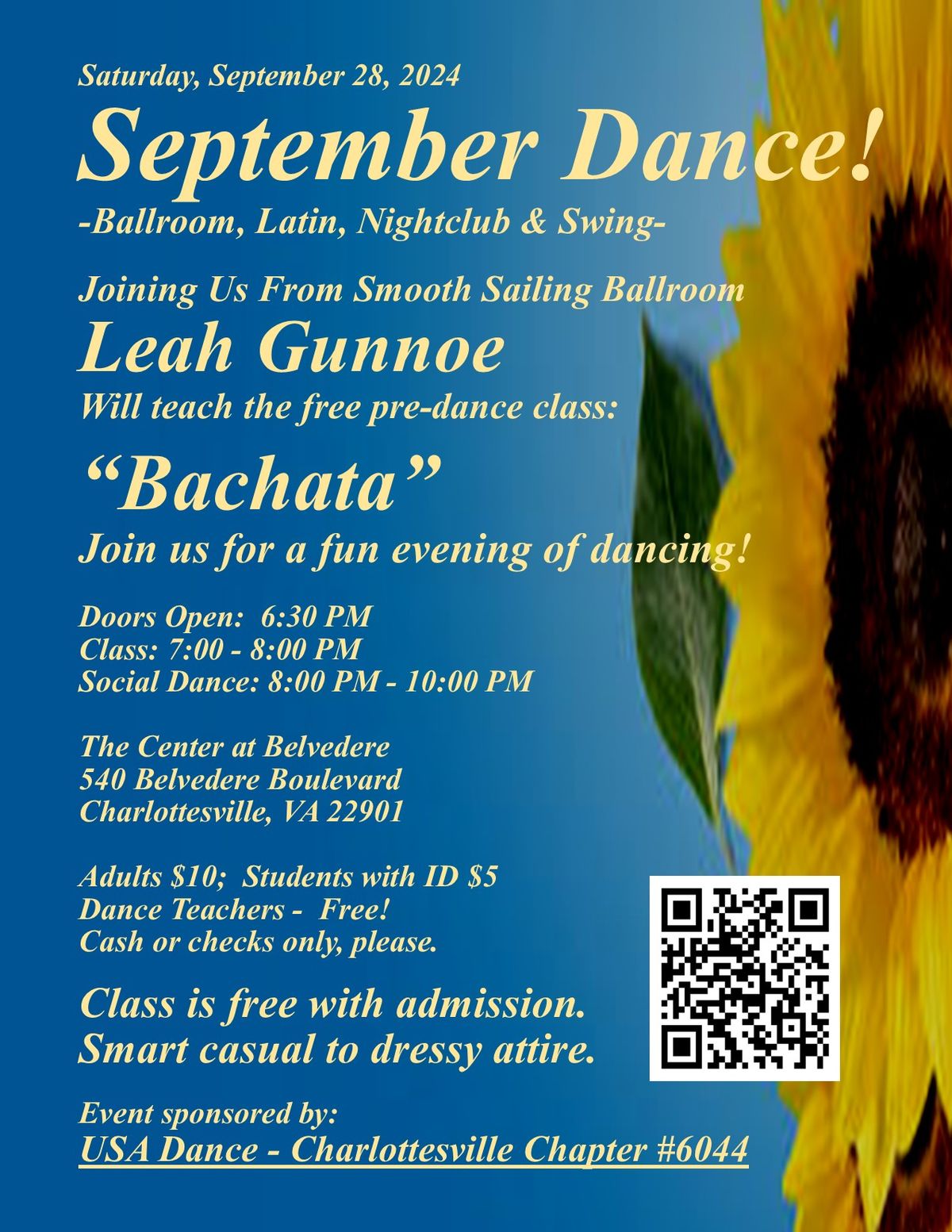 September 2024 Dance and Bachata Class - USA Dance Charlottesville