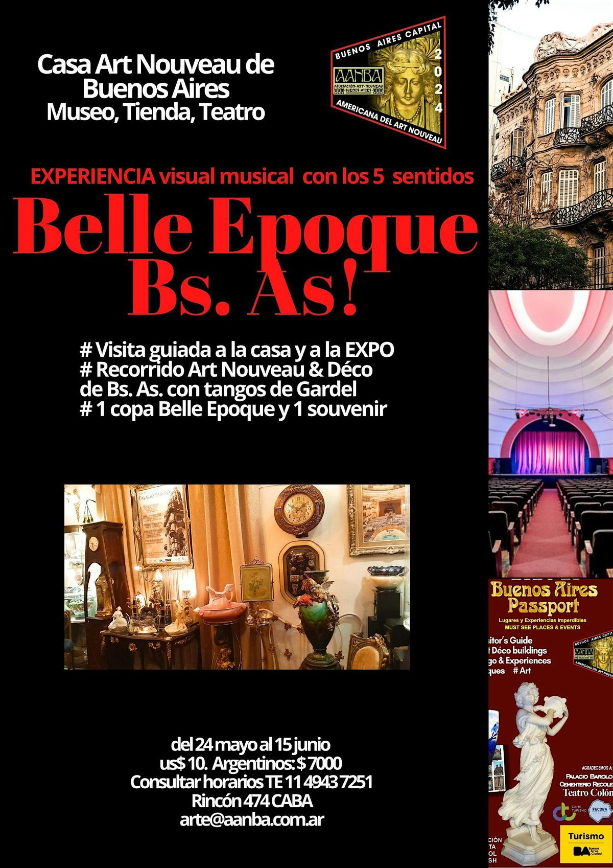 EXPERIENCIA Belle Epoque Bs. As. con visita, show, Expo y copa Art Nouveau