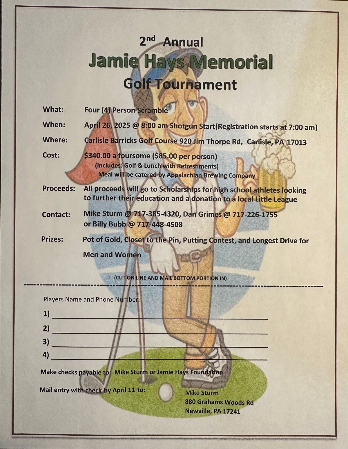 2nd Annual Jamie Hays Memorial Golf Tournament 