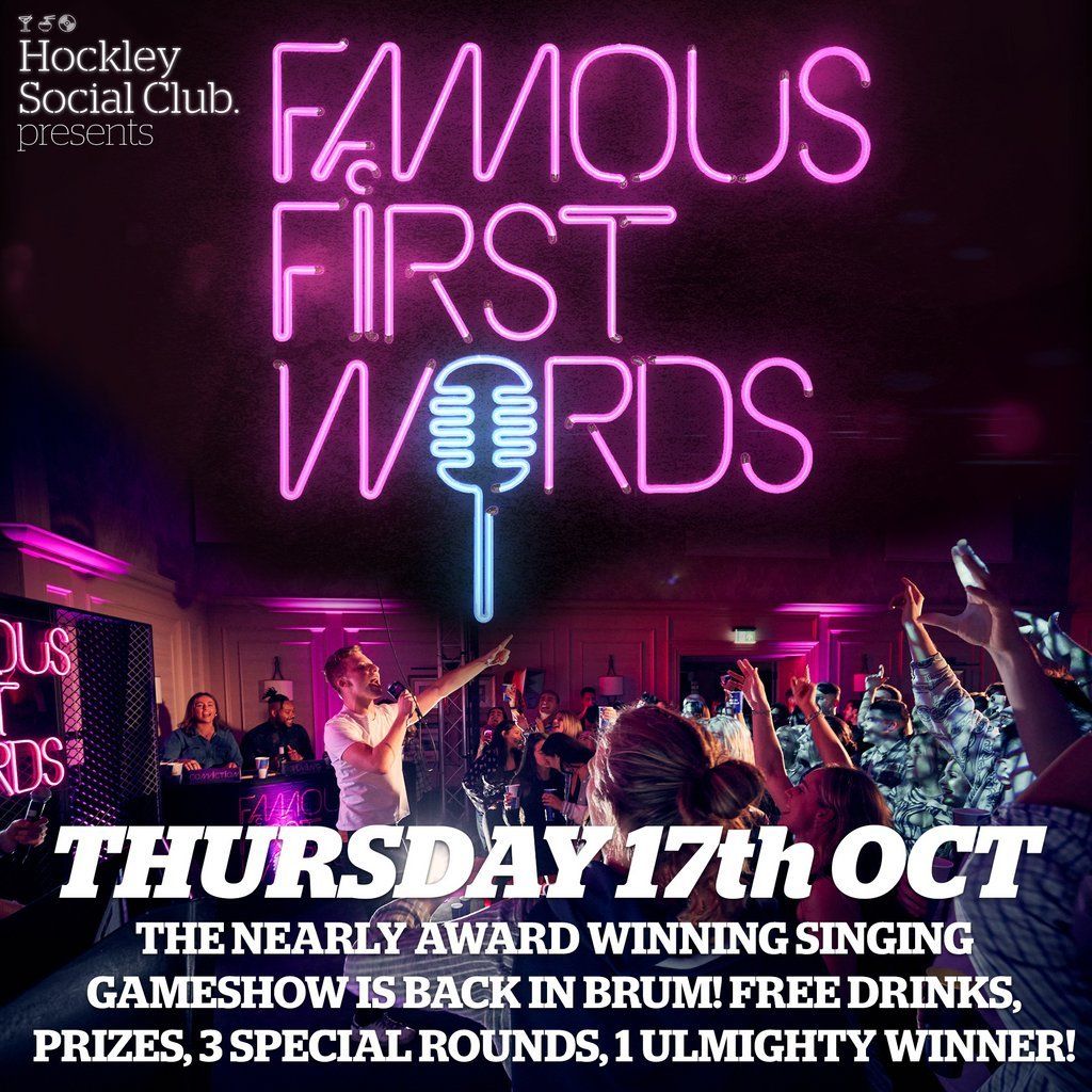 Famous First Words at Hockley Social Club