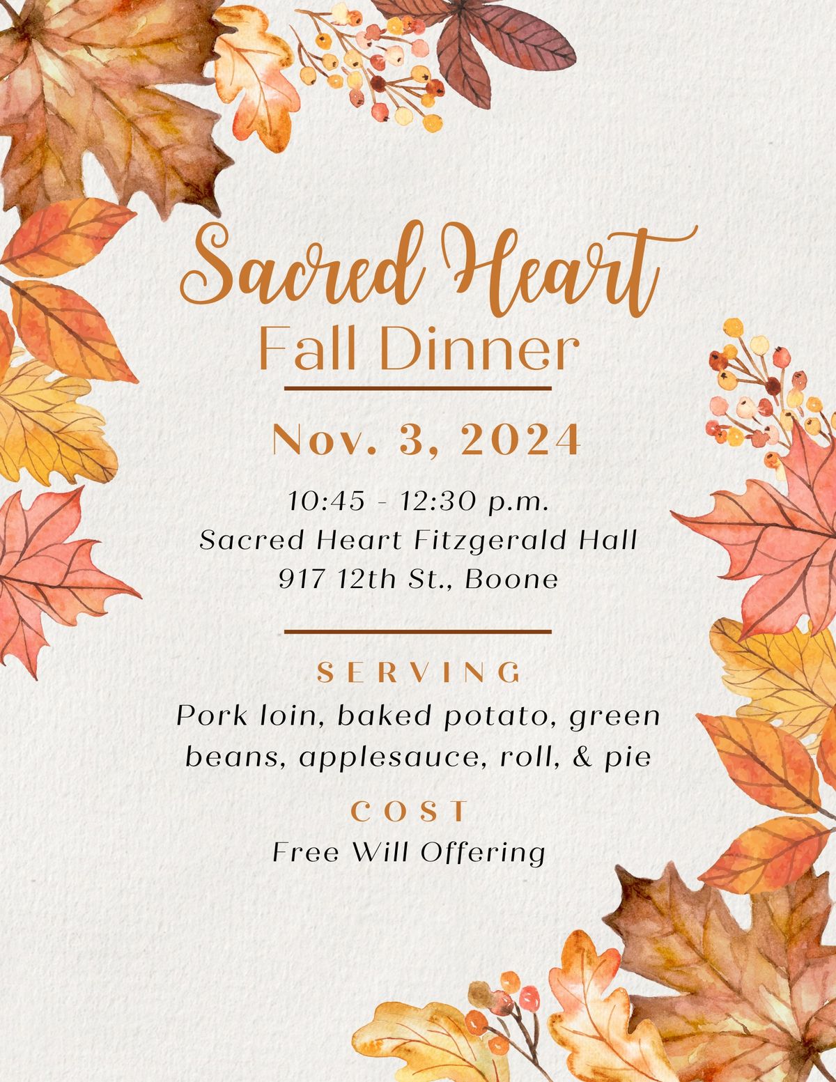 Sacred Heart Fall Dinner