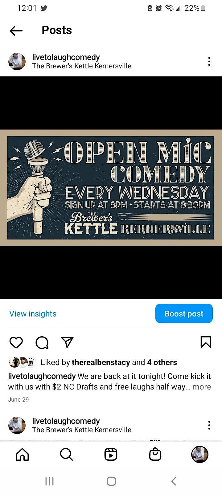 Live to laugh comedy open mic night