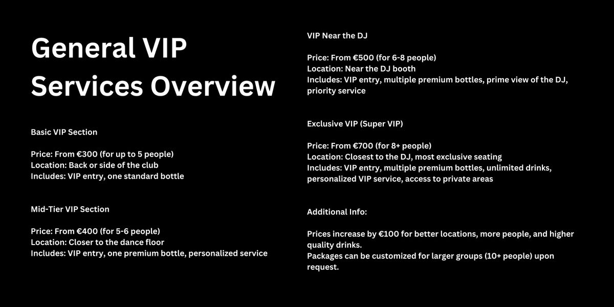 Experience VIP - Tables & Bottle Service in Barcelona