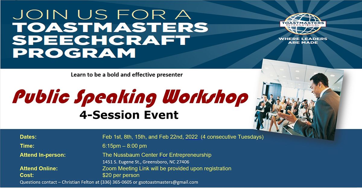 Greensboro Toastmasters' Speechcraft 2022 - Public Speaking Workshop