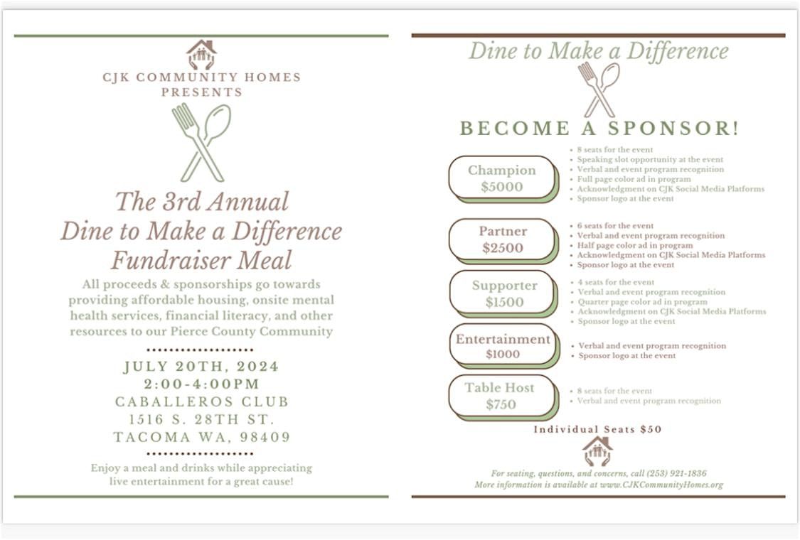 3rd Annual Dine to Make a Difference Fundraiser Meal