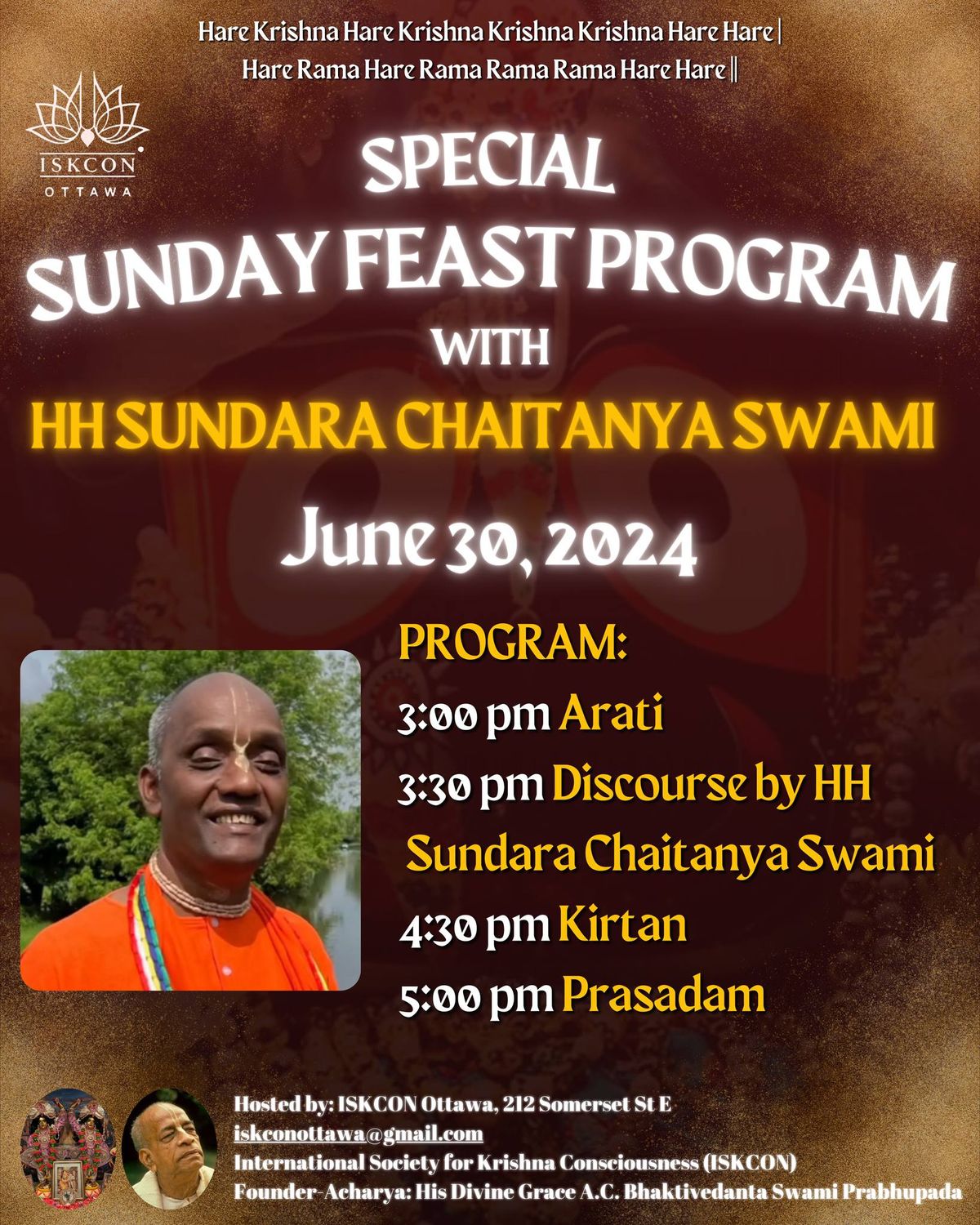 Sunday feast with HH Sundar Chaitanya Goswami