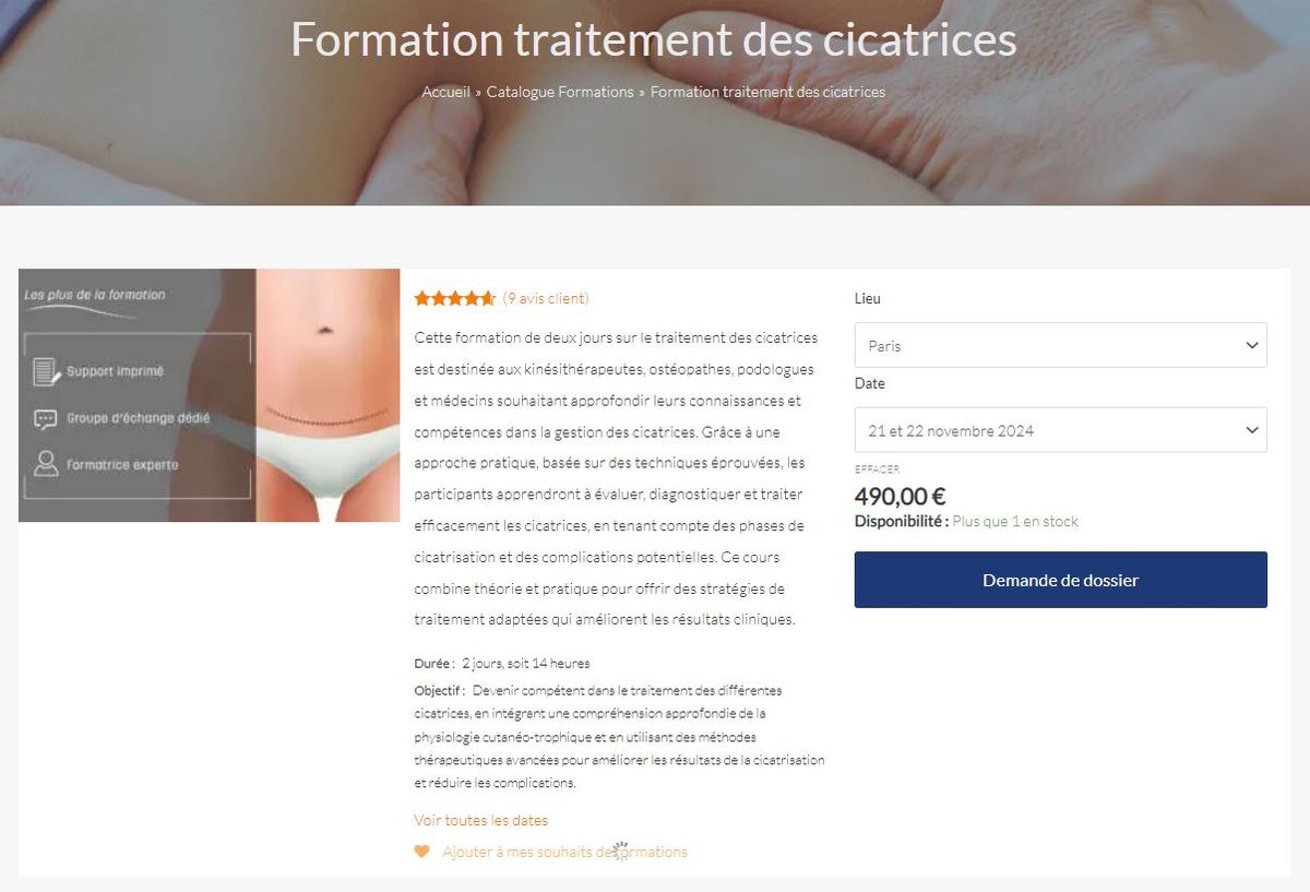 Formation traitement des cicatrices