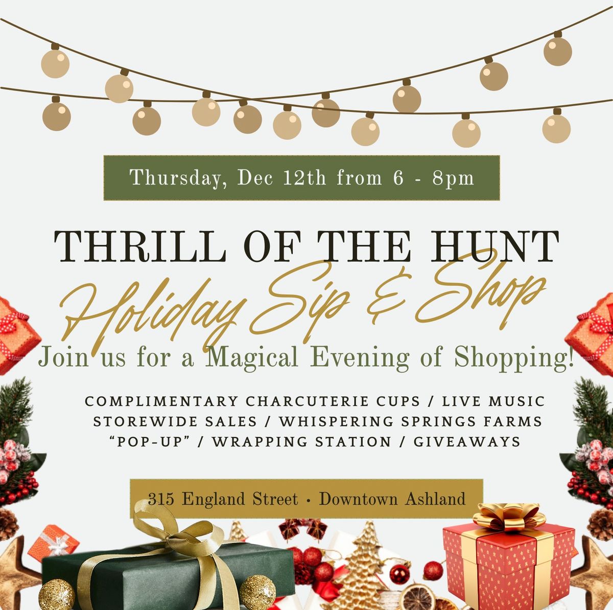 Thrill of the Hunt\u2019s Holiday Sip & Shop