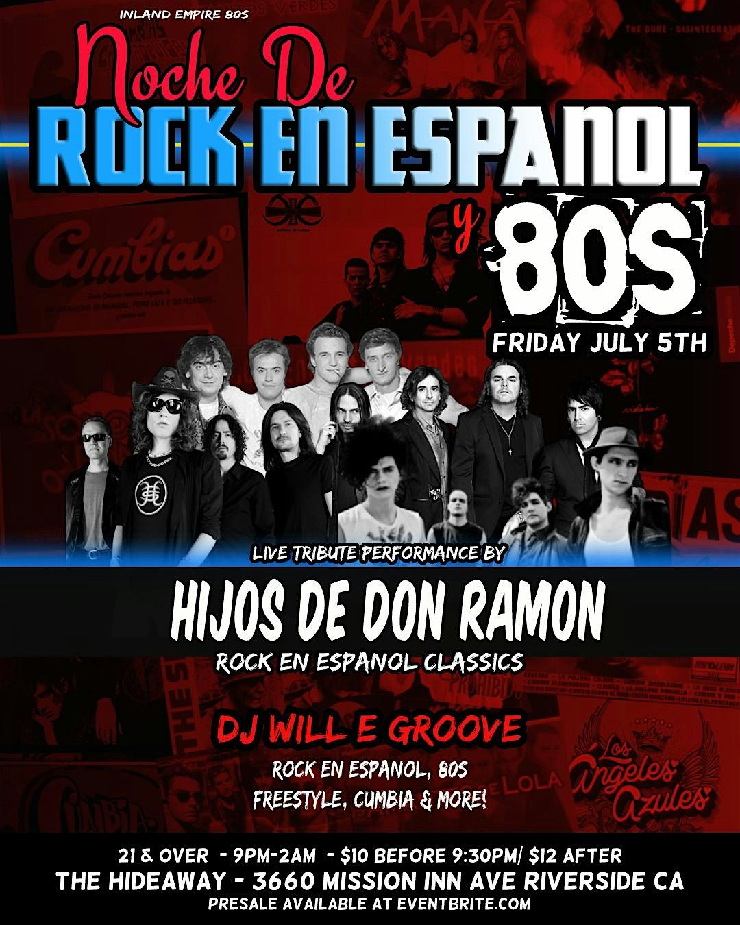 Noche de Rock en Espanol y 80s w\/ live tribute!