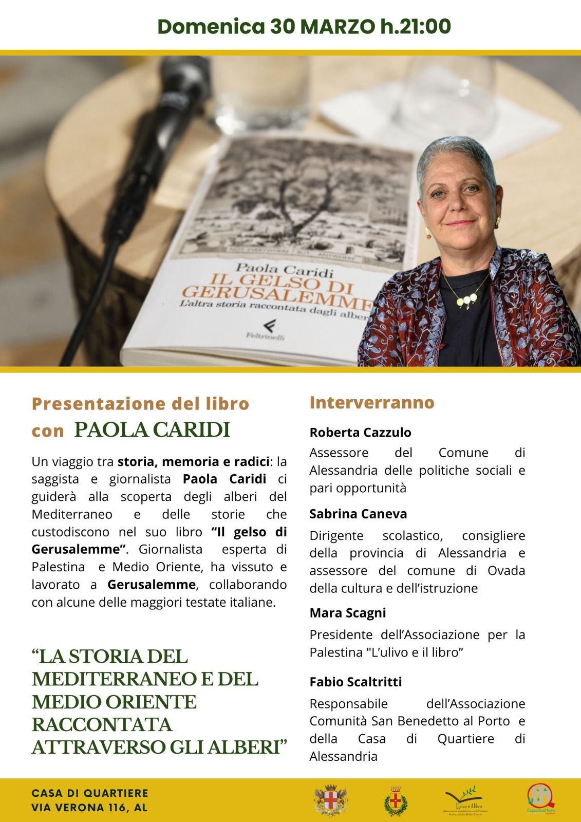 \ud83d\udcd6\ud83c\udf3f Presentazione del libro "Il Gelso di Gerusalemme" con Paola Caridi \ud83c\udf3f\ud83d\udcd6