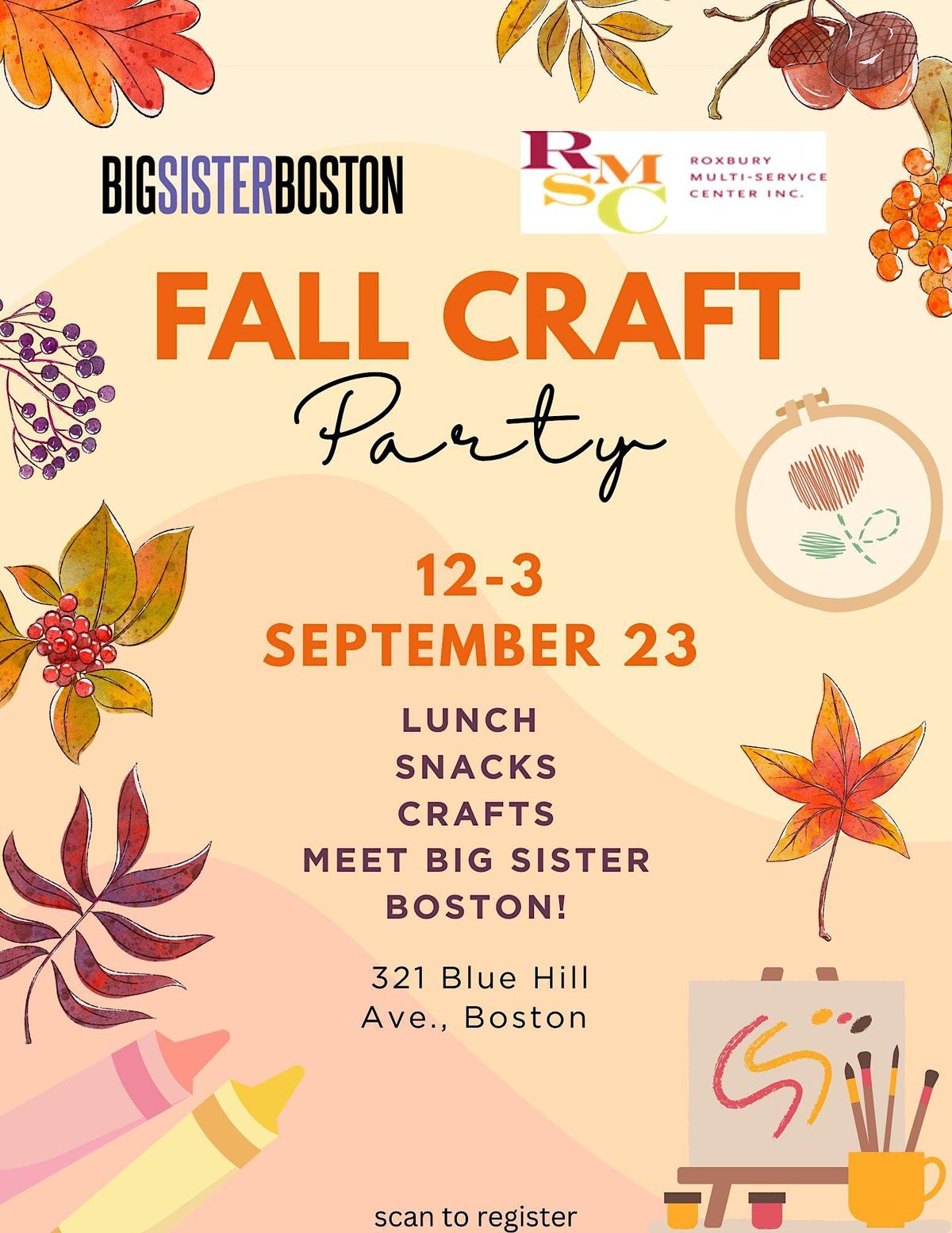 Fall Craft Party hosted by Roxbury Multiservice Center& Big Sister Boston