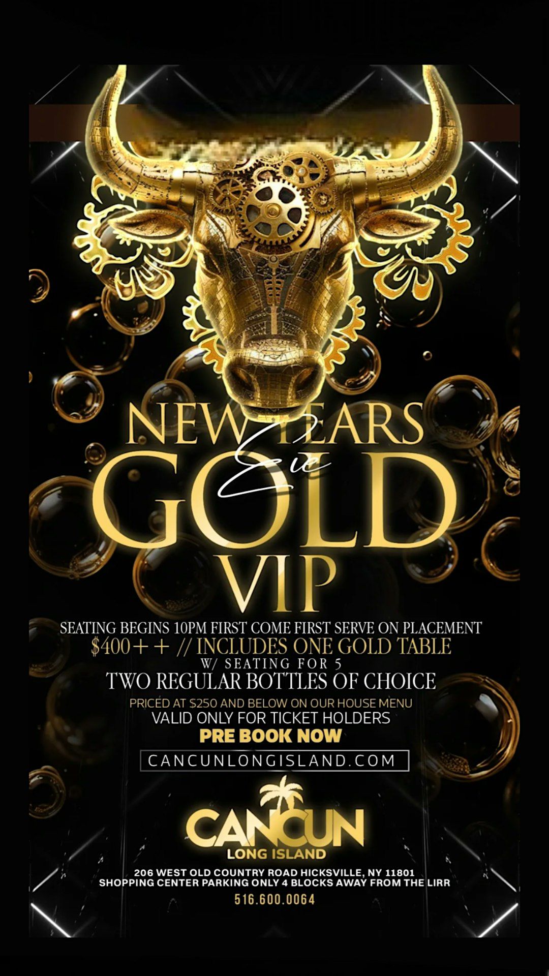 New Year\u2019s Eve @ Cancun Long Island Open Bar W\/ after party!