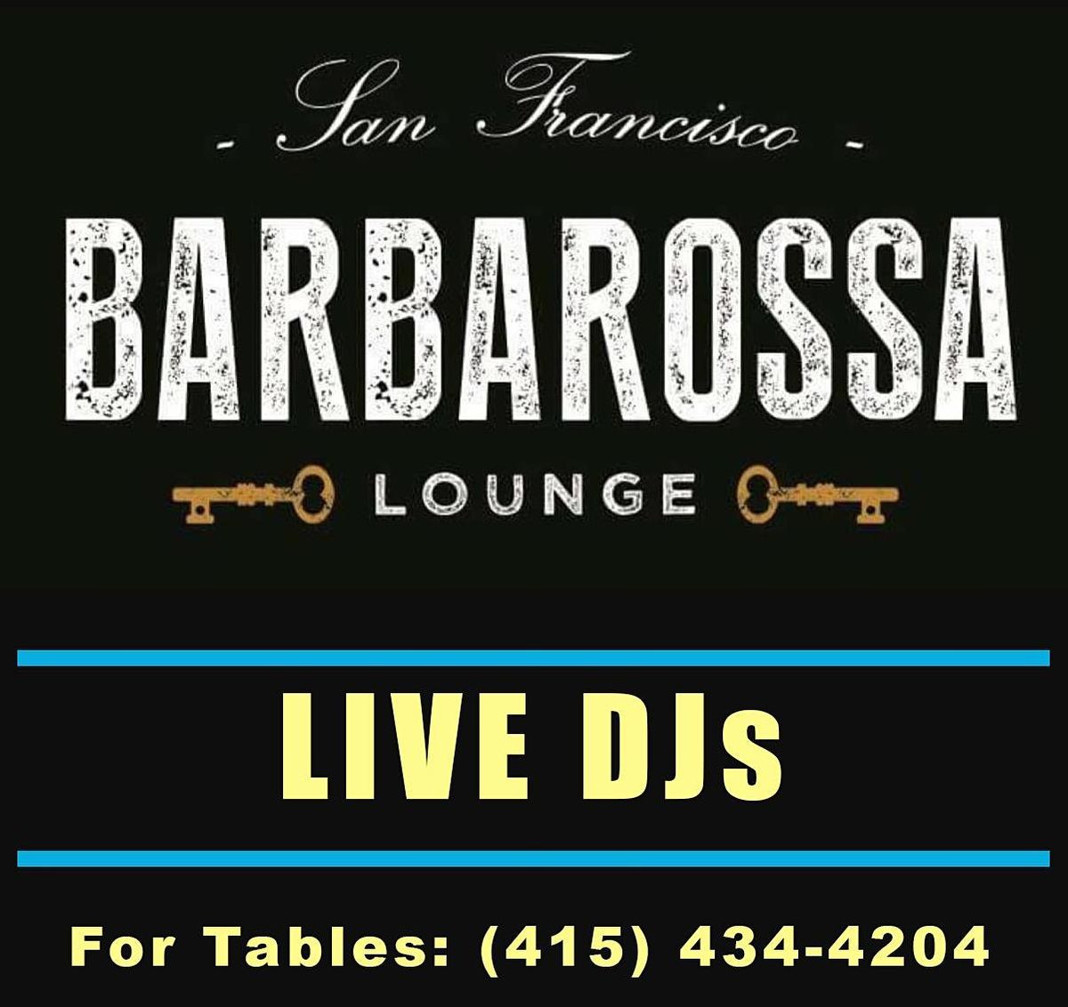 Fridays at Barbarossa Lounge.  Live DJs, Craft Cocktails & Bottle Service