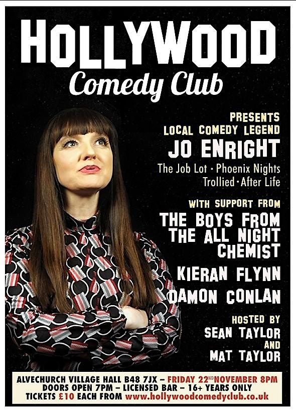 Jo Enright headlines Alvechurch Village Hall - Fri 22nd November