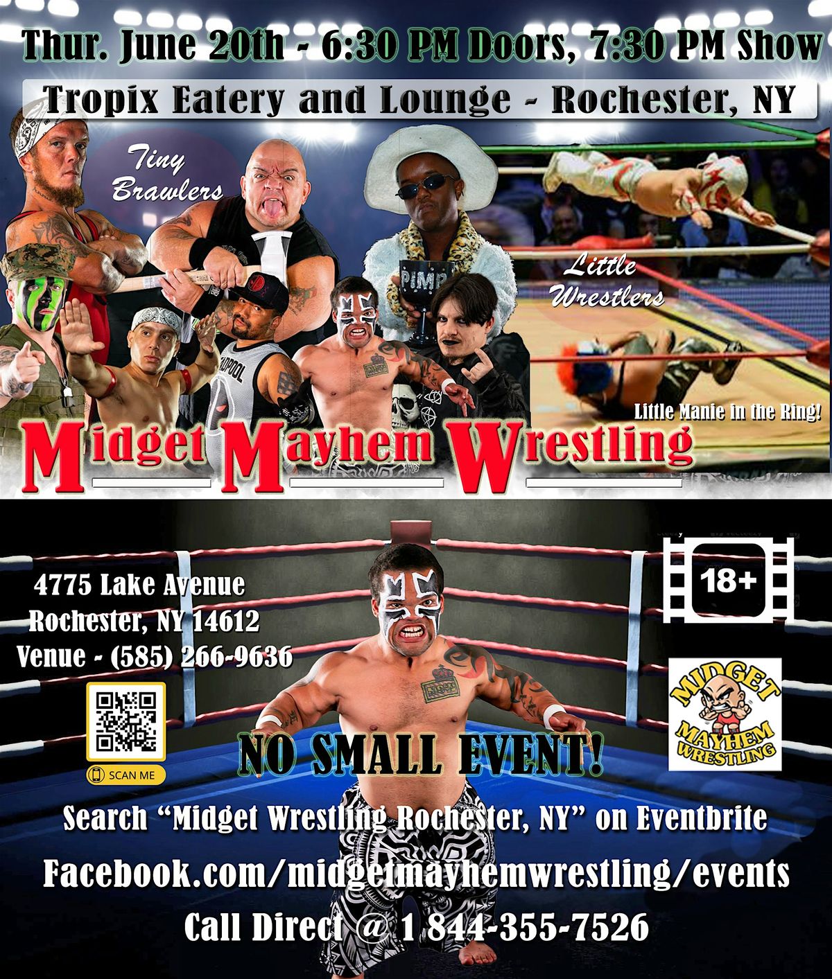 Midget Mayhem Wrestling \/ Little Mania Goes Wild!  Rochester NY 18+