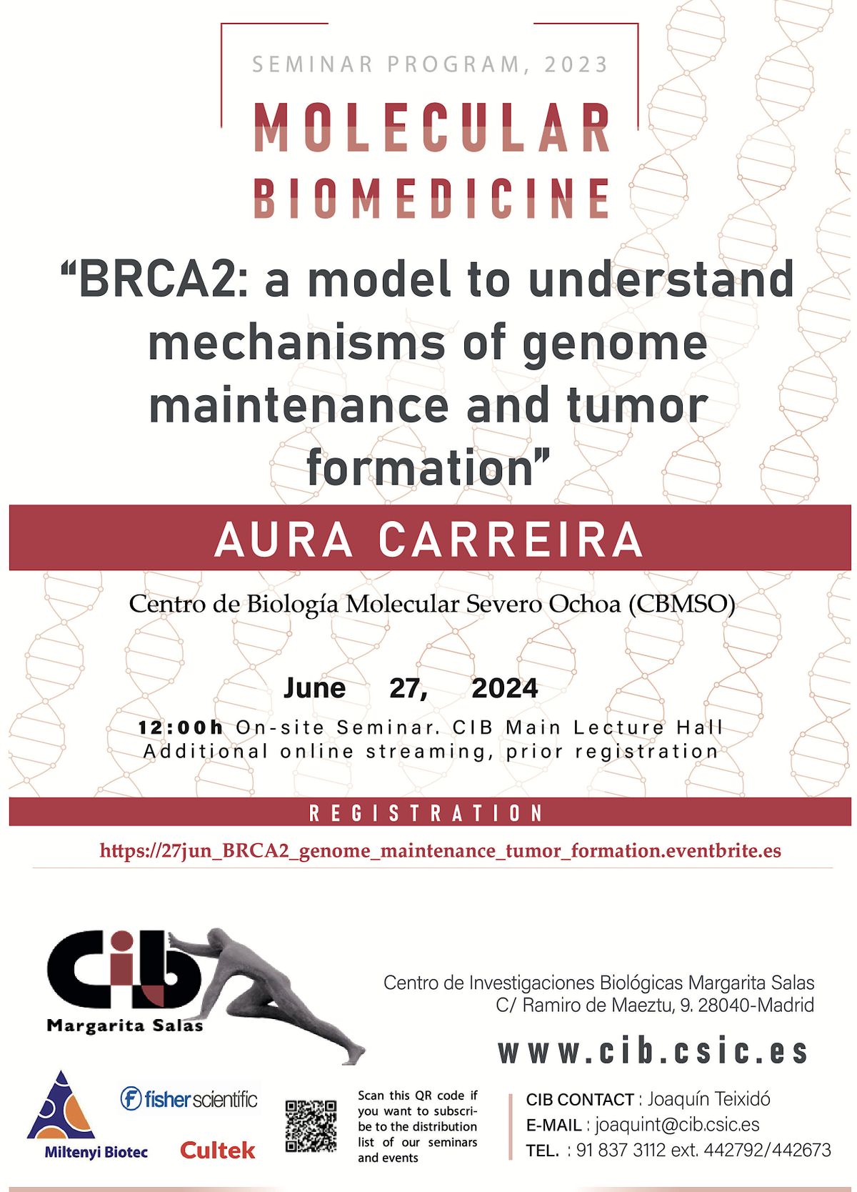 BRCA2: model to understand genome maintenance and tumor formation